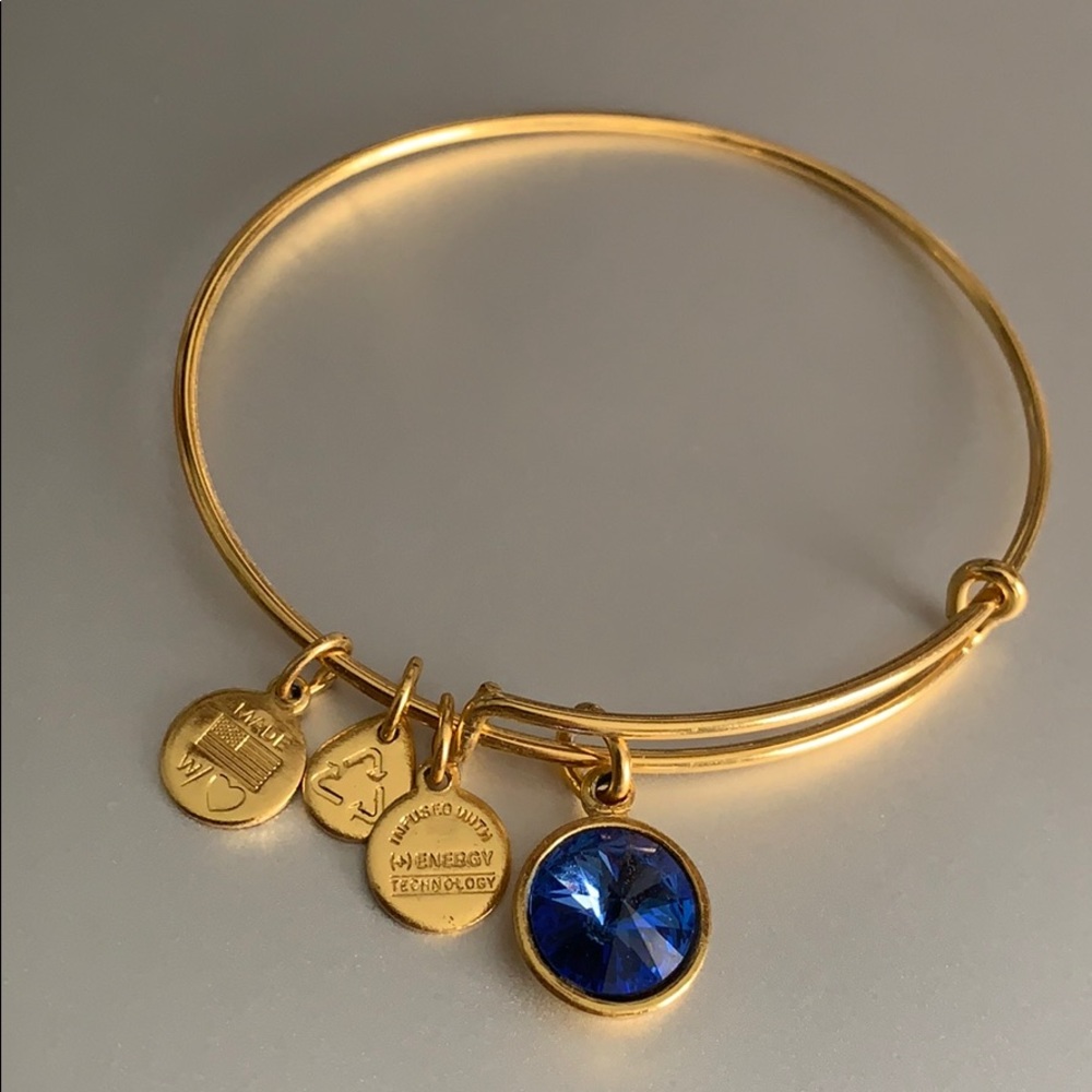 Alex and Ani September Birthstone Gold Bangle